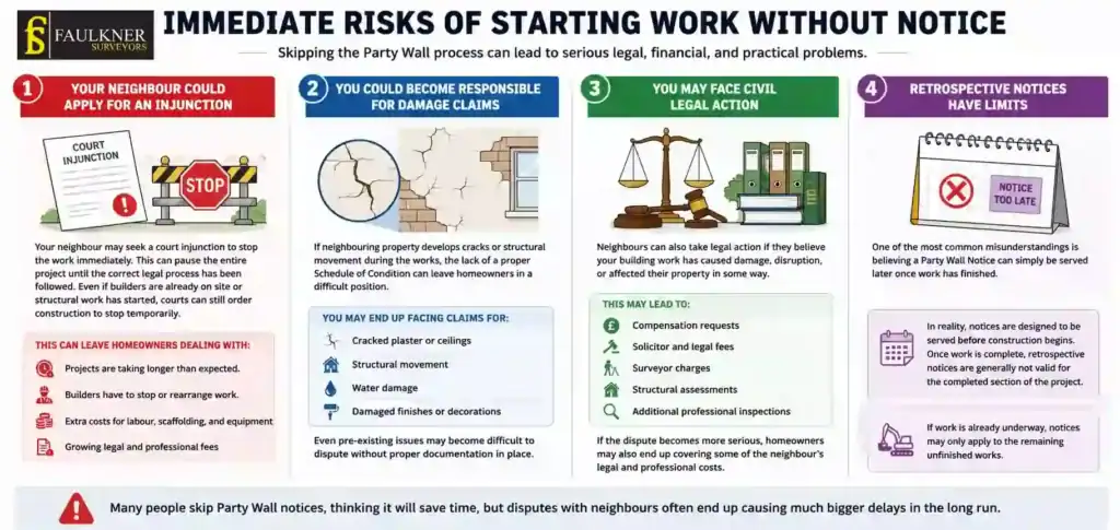 What Happens If You Start Work Without a Party Wall Notice? 1 Immediate Risks of Starting Work Without Party Wall Notice South-Benfleet