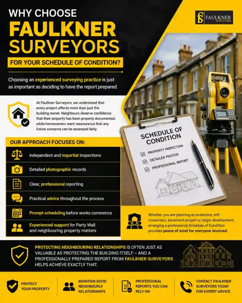 Schedule of Condition: What It Is and Why It Protects Both Neighbours 3 Why Choose Faulkner Surveyors for Your Schedule of Condition South-Benfleet?